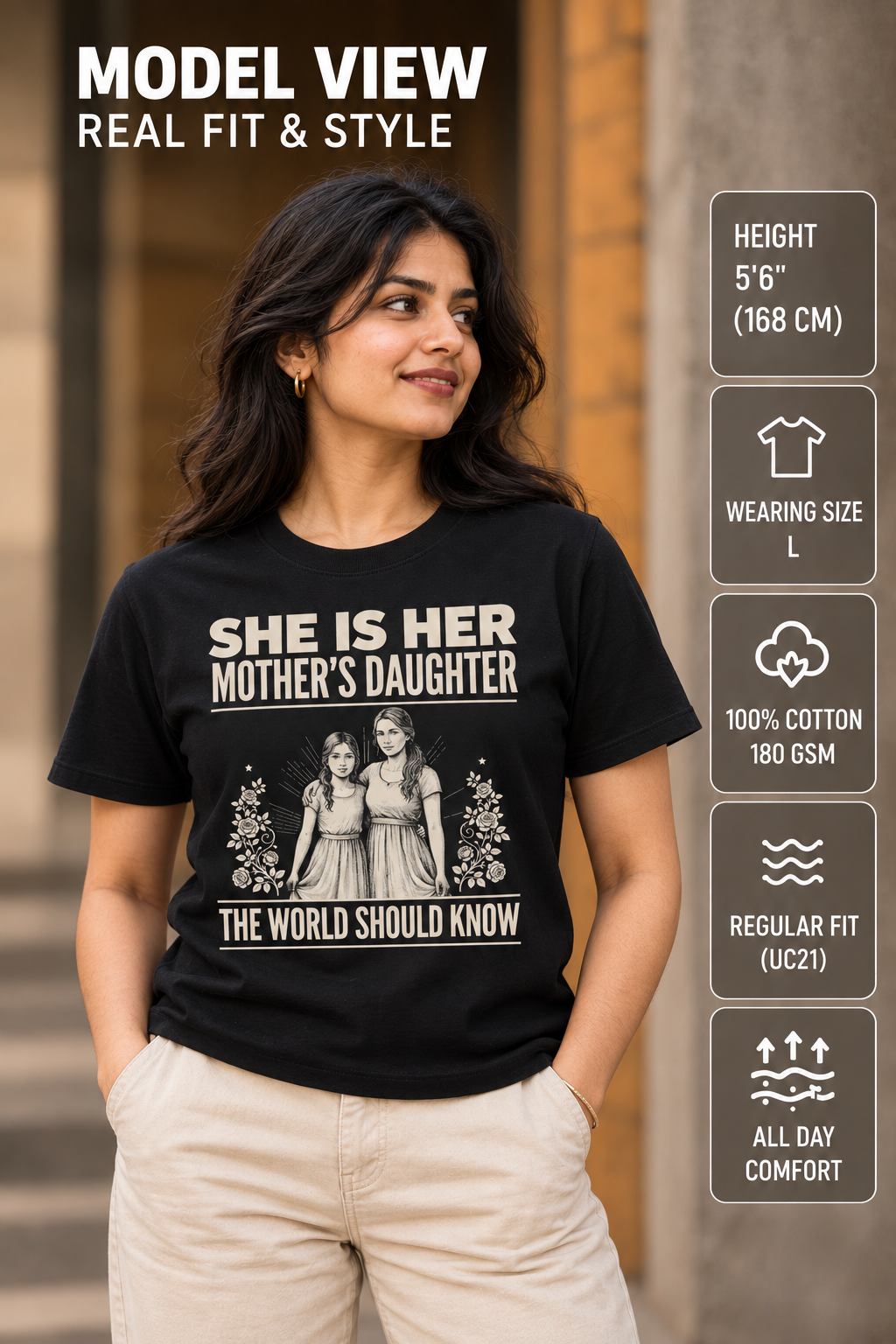 She Is Her Mother's Daughter T-Shirt – model view