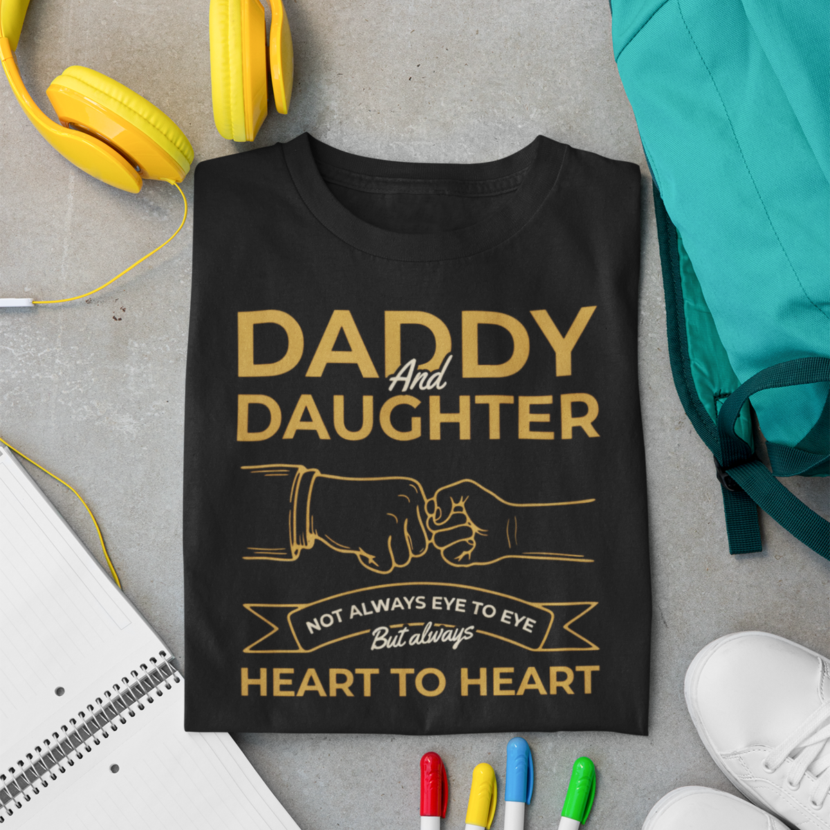Not Always Eye To Eye, Always Heart To Heart — Father-Daughter T-Shirt