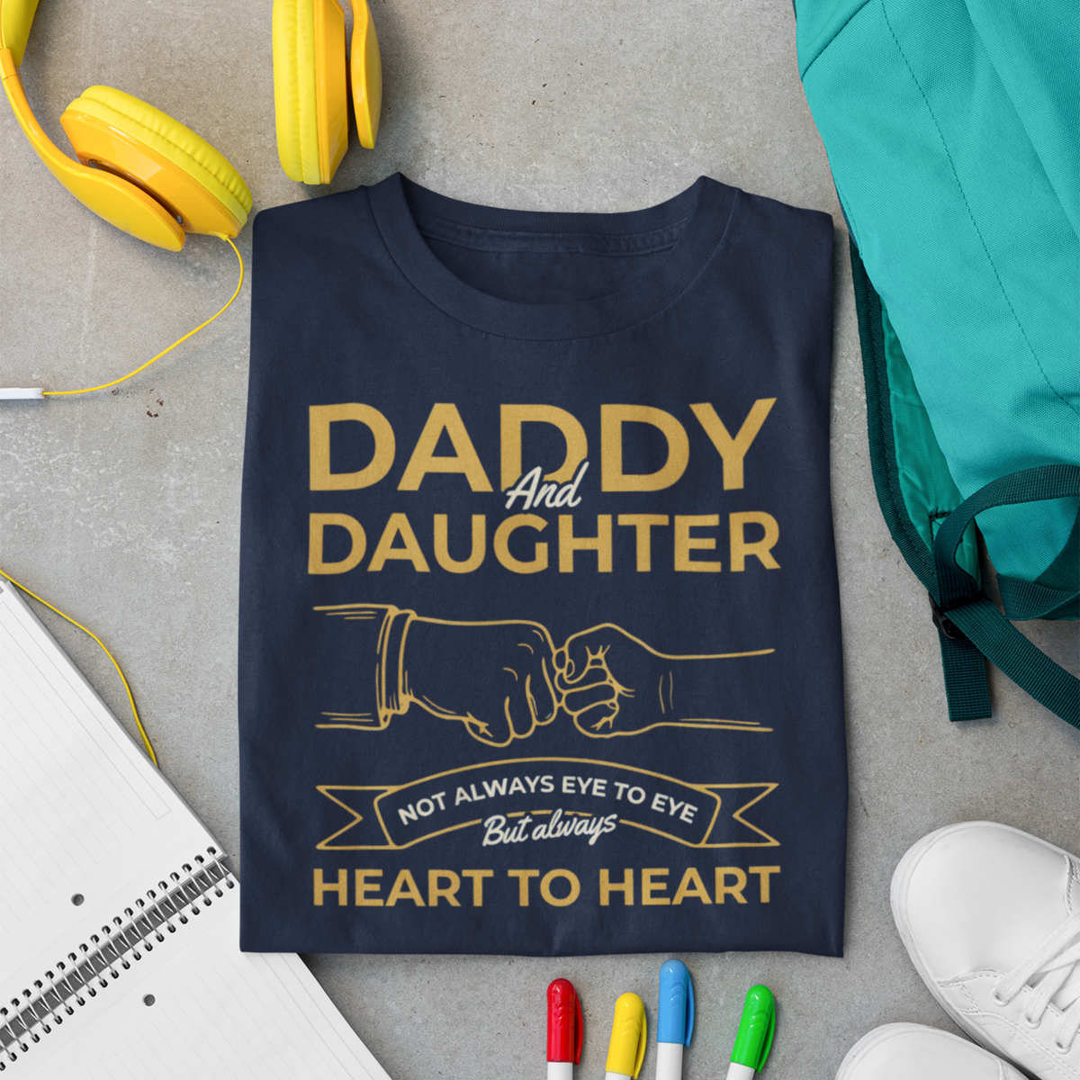 Not Always Eye To Eye, Always Heart To Heart — Father-Daughter T-Shirt
