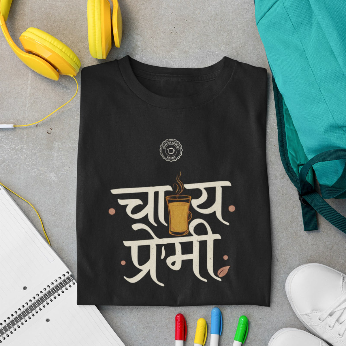 Chai Premi Hindi chai t-shirt in black
