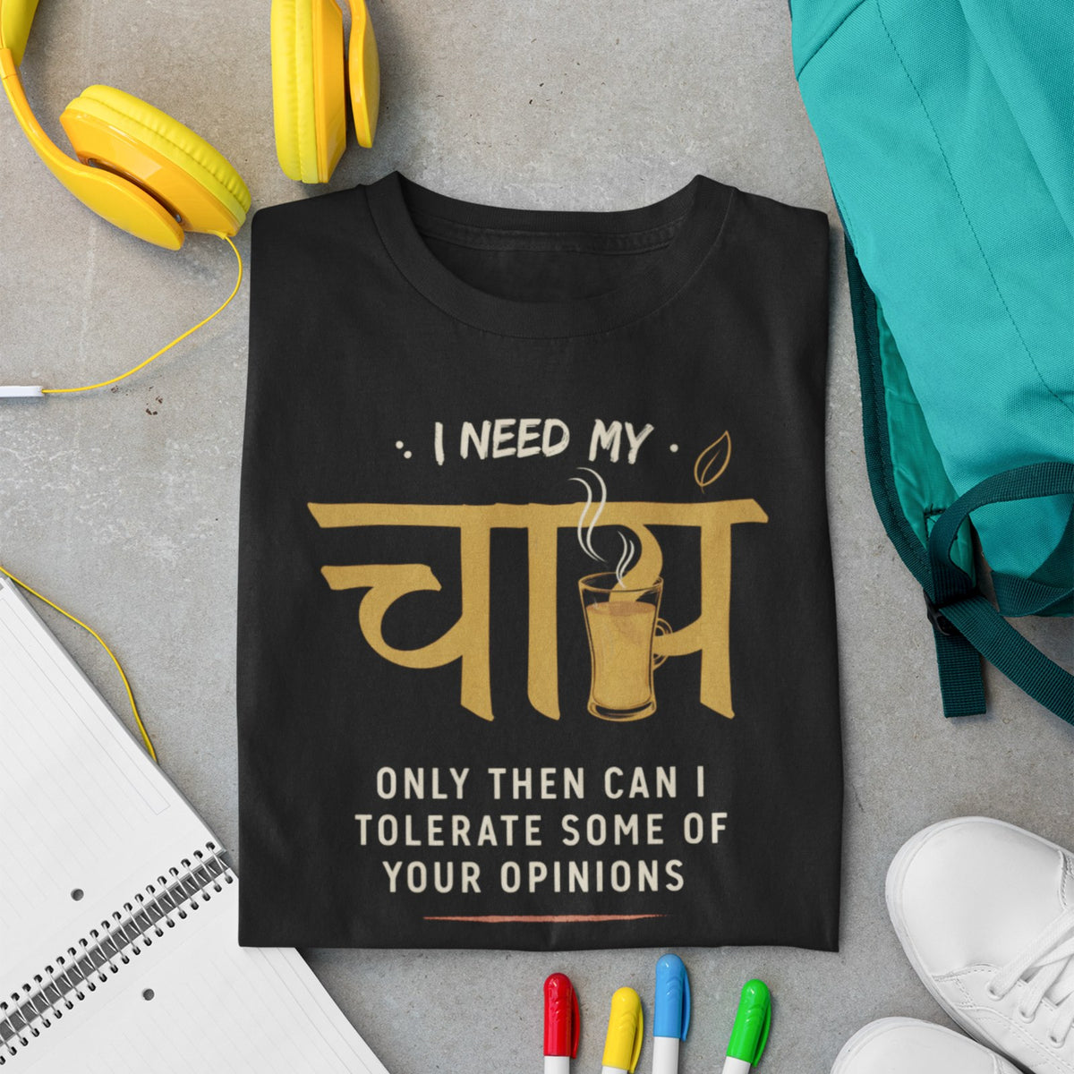 I Need My Chai t-shirt in black