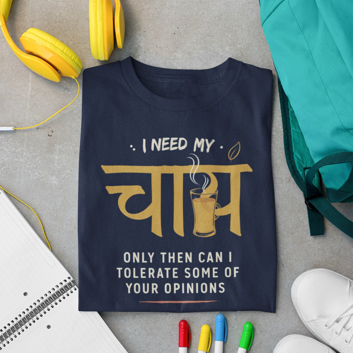 I Need My Chai t-shirt in navy