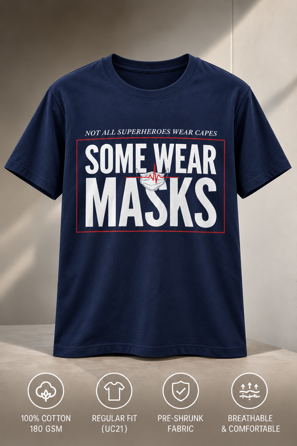 Not All Superheroes Wear Capes Some Wear Masks variant navy front