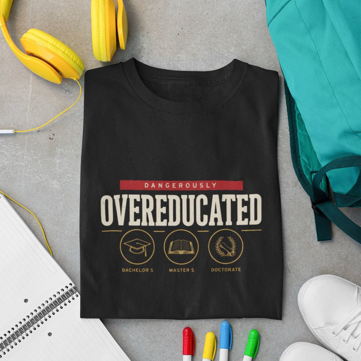 Dangerously Overeducated t-shirt in black
