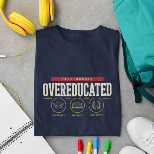 Dangerously Overeducated t-shirt in navy