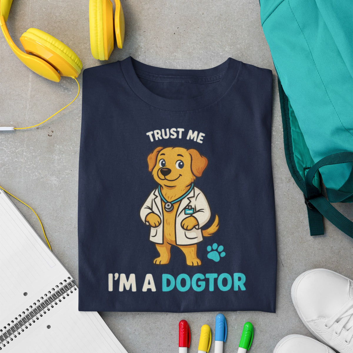 Trust Me I'm A Dogtor vet t-shirt in navy