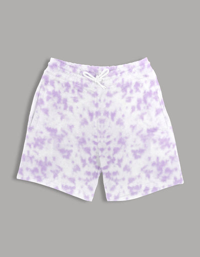 Unisex tie-dye lounge shorts in soft cotton blend with side pockets and relaxed fit